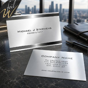 Modern Professional Silver Foil Gunmetal Bands Business Cards