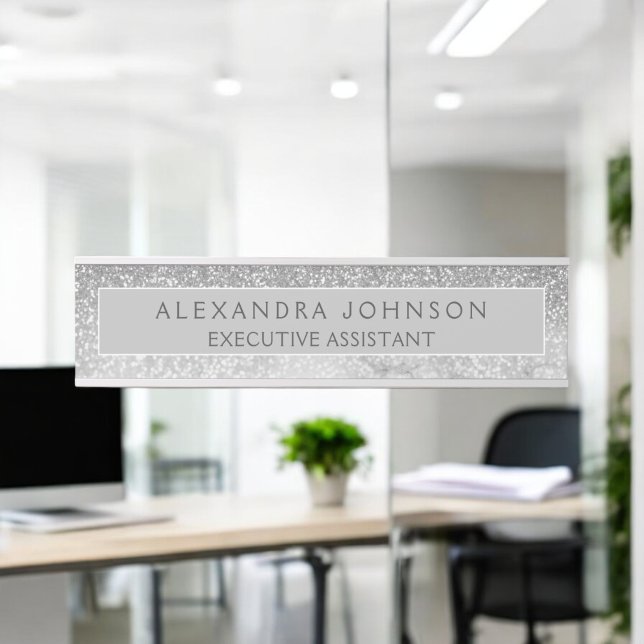 Modern Professional Silver Glitter Marble Door Sign (Creator Uploaded)