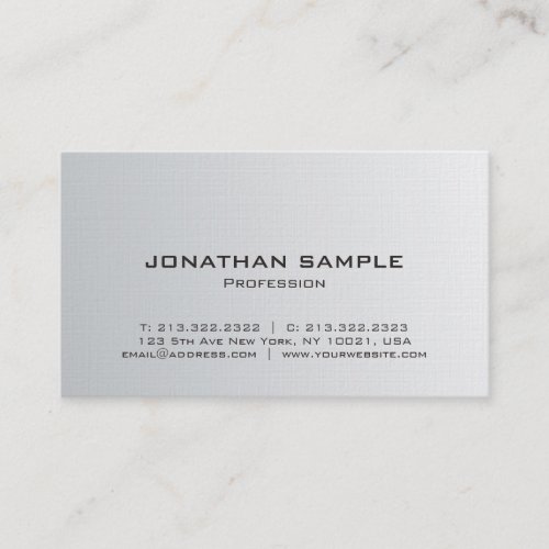 Modern Professional Silver Look Minimalist Luxe Business Card