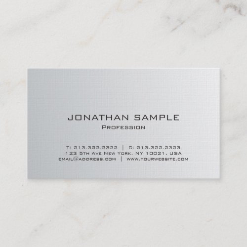 Modern Professional Silver Sleek Design Luxury Business Card