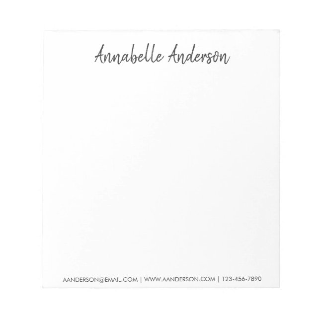 Modern Professional Simple Basic Script Name Notepad (Front)