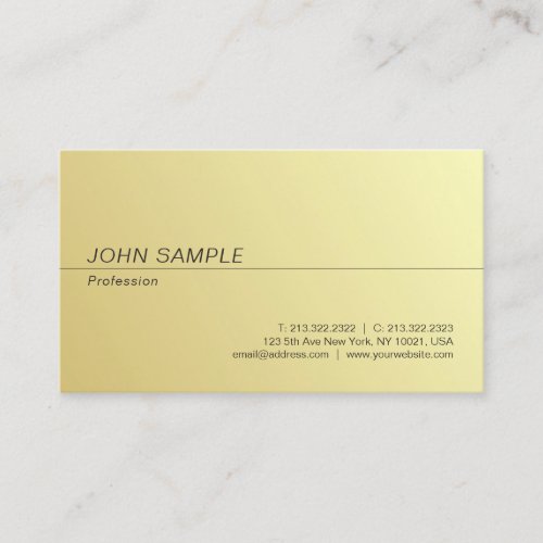 Modern Professional Simple Chic Gold Look Plain Business Card