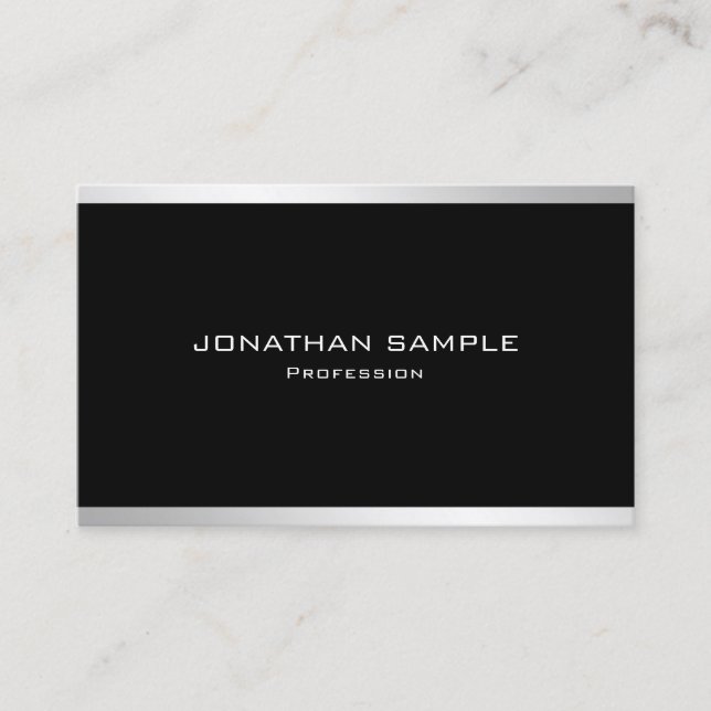 Modern Professional Simple Design Elegant Silver Business Card (Front)