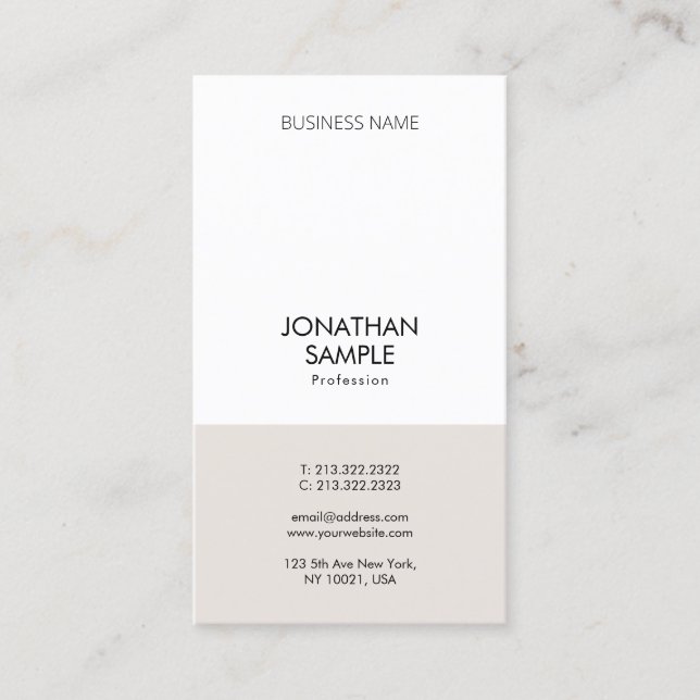 Modern Professional Simple Design Vertical Plain Business Card (Front)