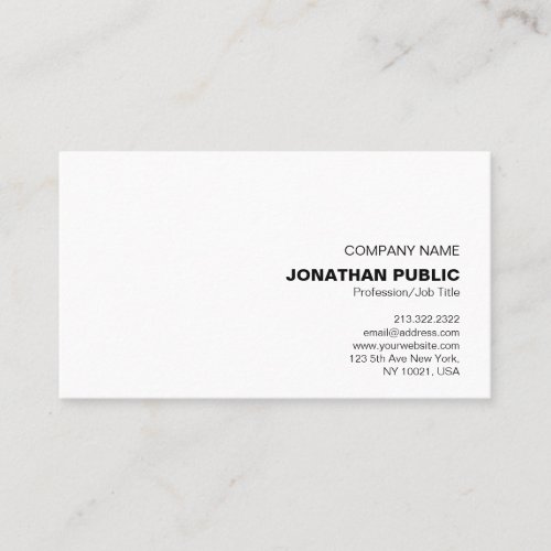 Modern Professional Simple Elegant White Business Card