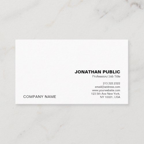 Modern Professional Simple Elegant White Company Business Card