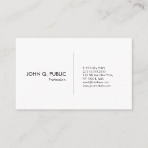 Modern Professional Simple Elegant White Plain Business Card