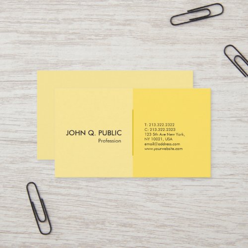 Modern Professional Simple Elegant Yellow Business Card