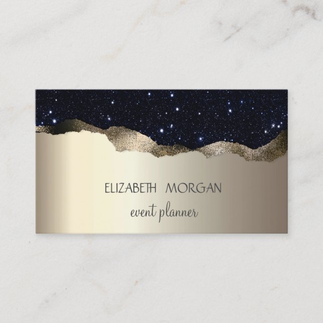  Modern Professional Simple Gold Black Glitter Business Card (Front)