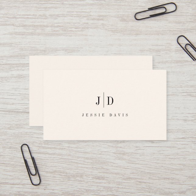 Modern Professional Simple Monogram  Business Card (Front/Back In Situ)