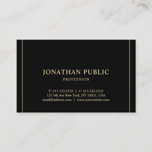 Modern Professional Simple Template Gold Text Luxe Business Card