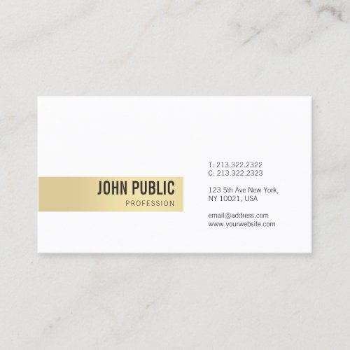 Modern Professional Simple Template Gold White Business Card