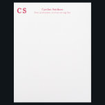 Modern Professional Simple Template Pink-Red Letterhead<br><div class="desc">Modern monogram letterhead with a pink-red customizable text. Easy to personalize,  it is a good choice for professional stationery.
Ideally designed to match the other articles available in my collections. Feel free to contact me if you need any help to customize this product!</div>