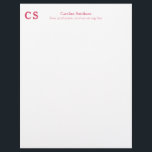 Modern Professional Simple Template Pink-Red Letterhead<br><div class="desc">Modern monogram letterhead with a pink-red customizable text. Easy to personalize,  it is a good choice for professional stationery.
Ideally designed to match the other articles available in my collections. Feel free to contact me if you need any help to customize this product!</div>