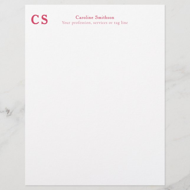 Modern Professional Simple Template Pink-Red Letterhead (Front)
