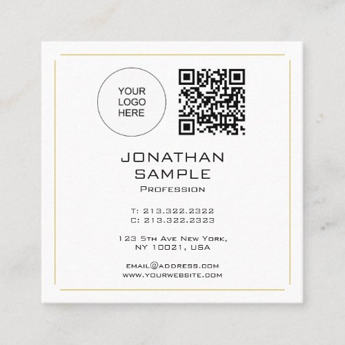 Modern Professional Simple Template QR Code  Logo Square Business Card