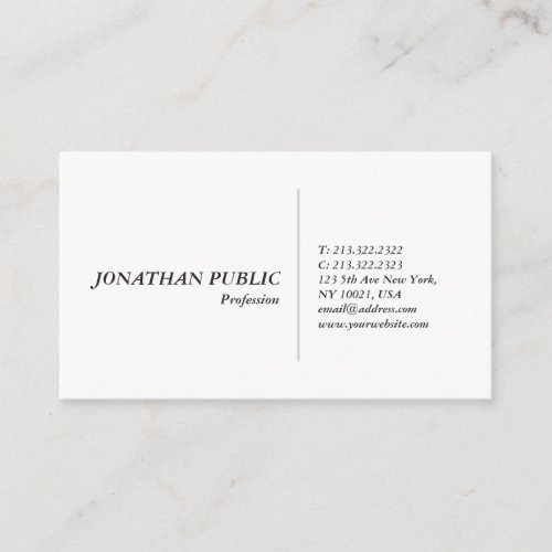 Modern Professional Simple White Design Elegant Business Card