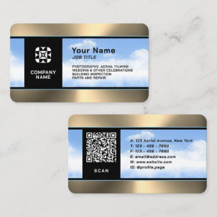 Modern professional sky metallic drone business card
