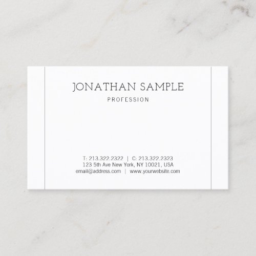 Modern Professional Sleek Design Elegant Plain Business Card