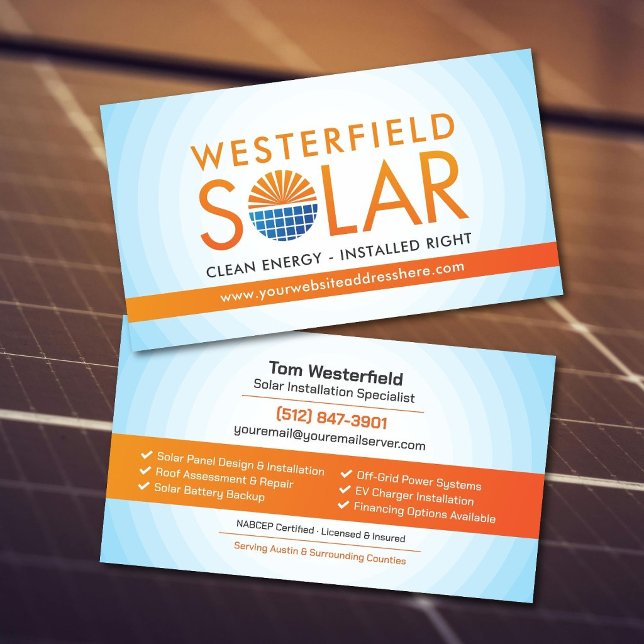 Modern Professional Solar Panel Installation Business Card (Creator Uploaded)