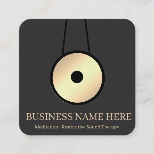 Modern Professional Sound Bath Therapy Gong Square Business Card