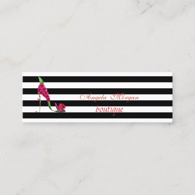Modern Professional Striped -Heel Mini Business Card (Front)