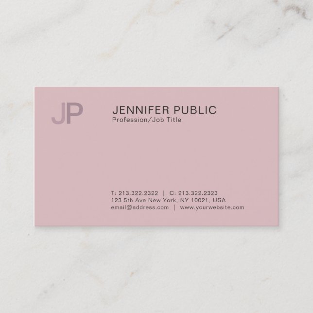 Modern Professional Stylish Color Monogram Plain Business Card (Front)
