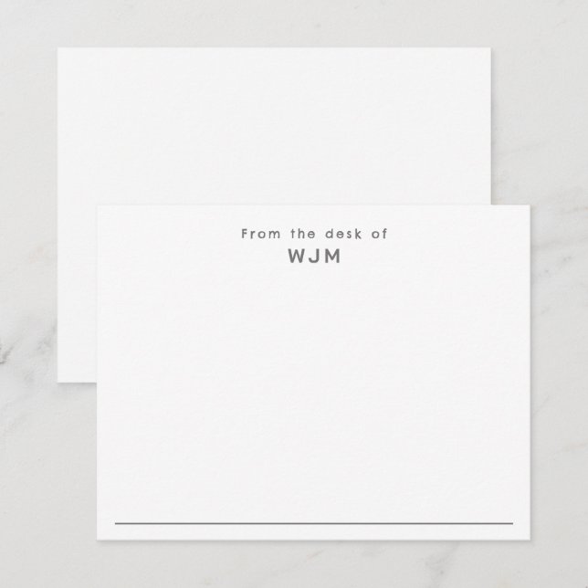 Modern Professional Stylish Correspondence Flat Note Card (Front/Back)