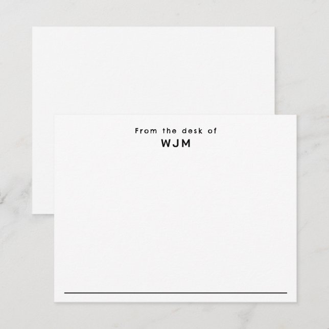 Modern Professional Stylish Correspondence Flat Note Card (Front/Back)