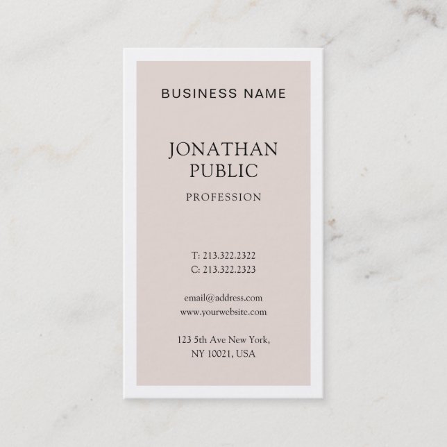 Modern Professional Stylish Design Sleek Plain Business Card (Front)