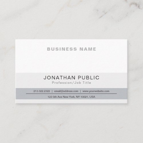 Modern Professional Stylish Grey White Corporate Business Card