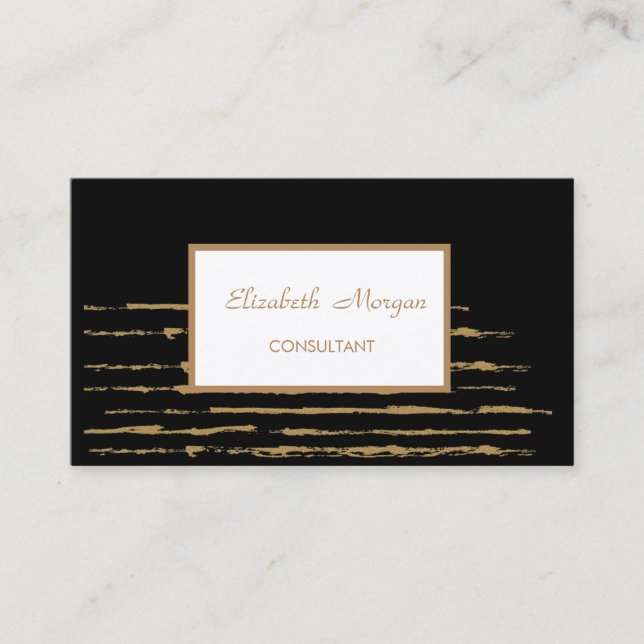 Modern Professional  Stylish,Striped,Black Business Card (Front)