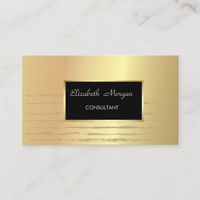 Modern Professional  Stylish,Striped,Gold,Frame Business Card (Front)