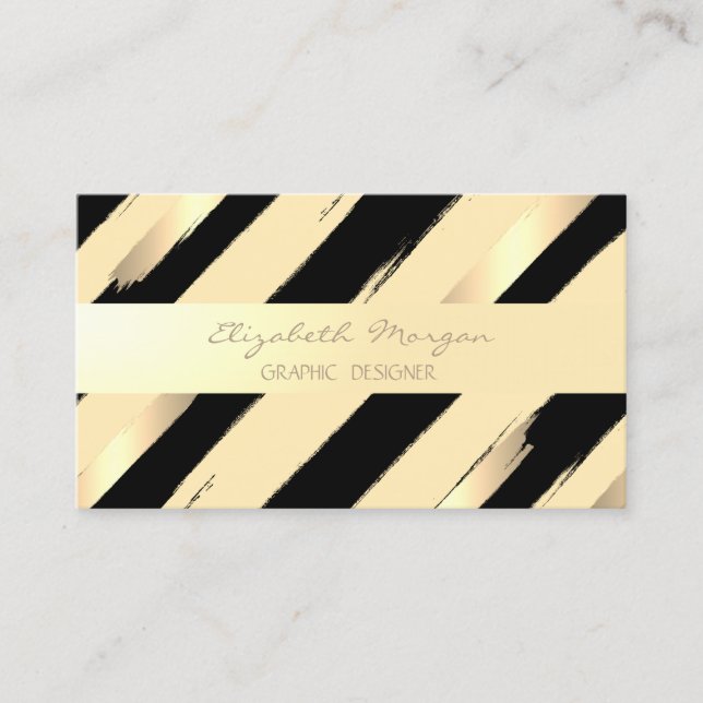 Modern Professional Stylish ,Stripes,Faux Gold Business Card (Front)