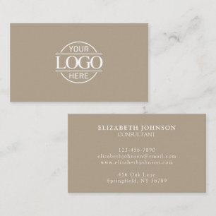 Modern Professional Taupe Beige Company Logo Business Card