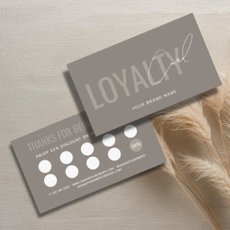 Modern professional taupe customer loyalty card