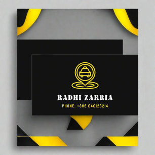 Modern Professional Taxi Driver Black & Yellow Business Card