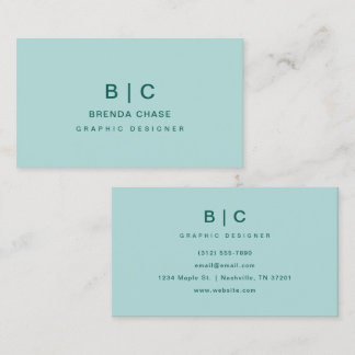 Modern Professional Teal Elegant Minimalist Business Card
