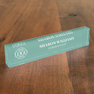Modern Professional Teal Green Office Title Desk Name Plate