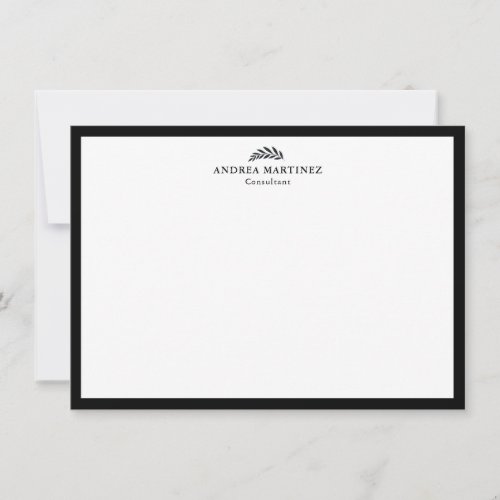 Modern Professional Thick Black Border Note Card