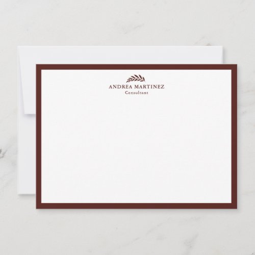 Modern Professional Thick Maroon Border Note Card