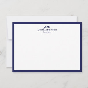 Modern Professional Thick Navy Blue Border  Note Card