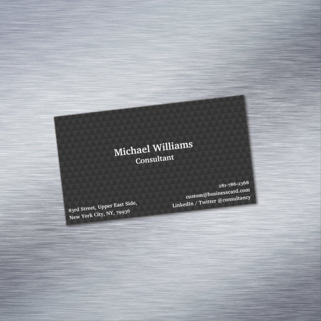 Modern Professional Trendy Black Pattern Elegant Business Card Magnet (In Situ)
