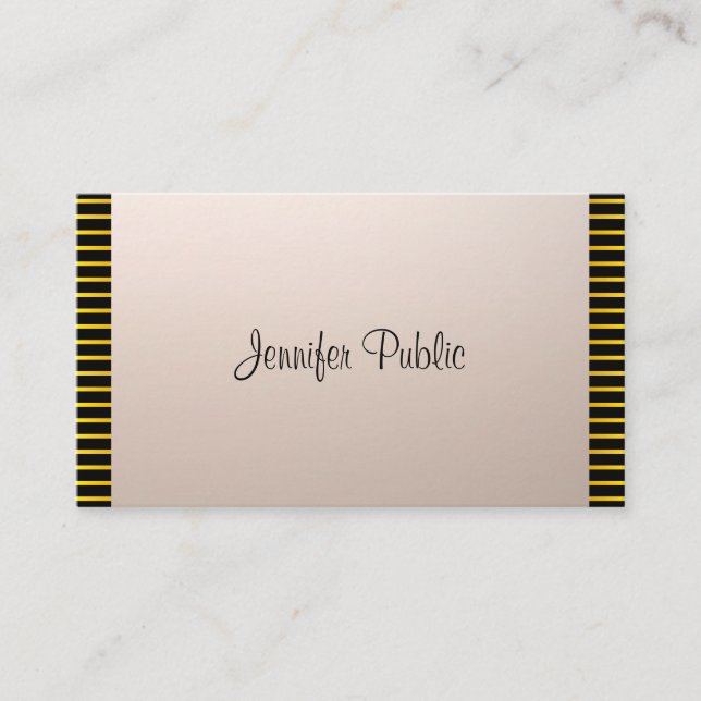 Modern Professional Unique Elegant Gold Stripes Business Card (Front)