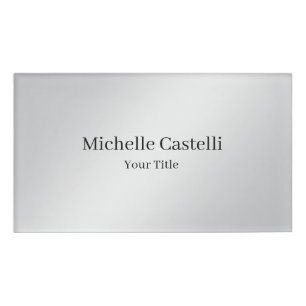 Modern Professional Unique Metalic Grey Name Tag