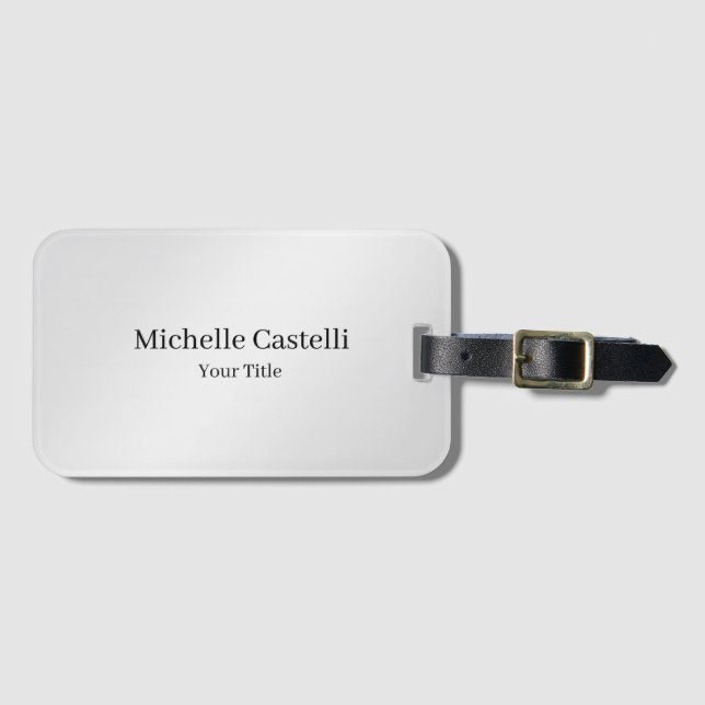 Modern Professional Unique Soft Grey Luggage Tag (Front Horizontal)