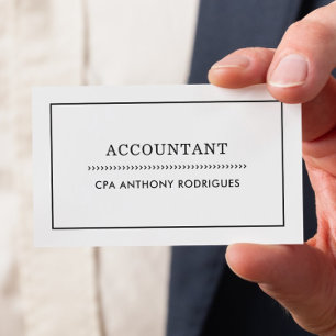 Modern Professional White Accountant Business Card