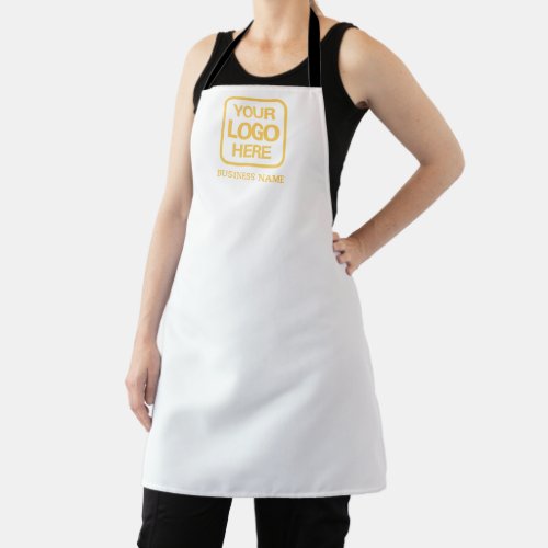 Modern Professional White  and Gold Business Logo Apron