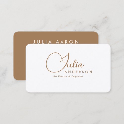 Modern Professional White and Gold Script Business Card