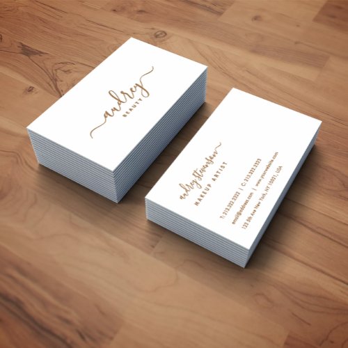 Modern Professional White Gold Signature Business Card